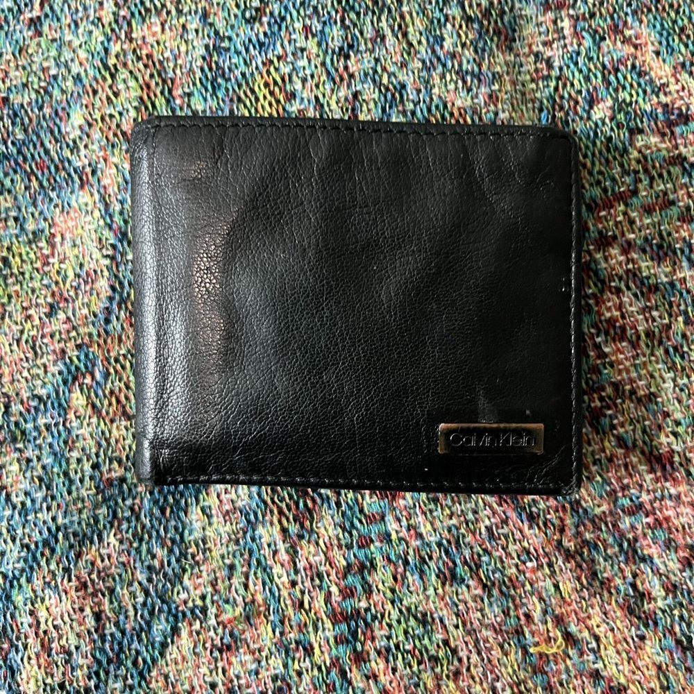 Calvin Klein Black Leather Wallet And Card Holder Designer Mens Accessories
